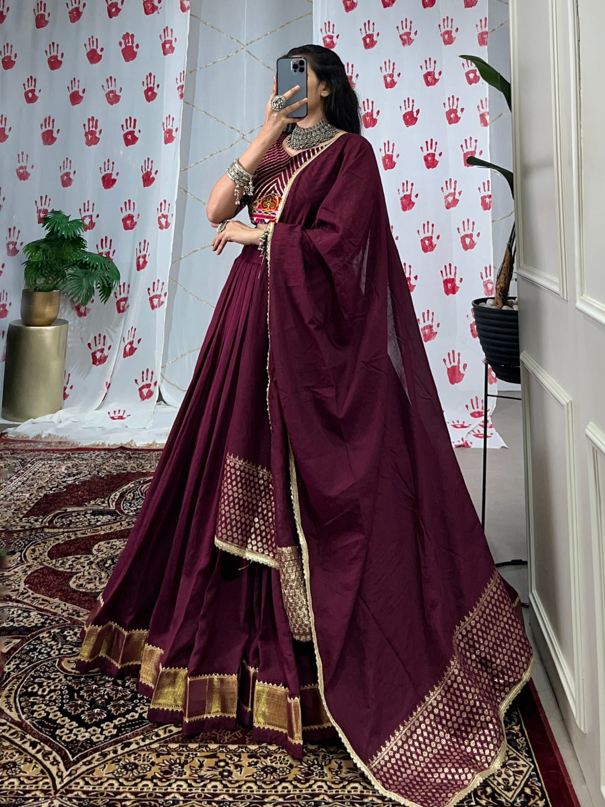 Wine garba wear lehenga choli for women online
