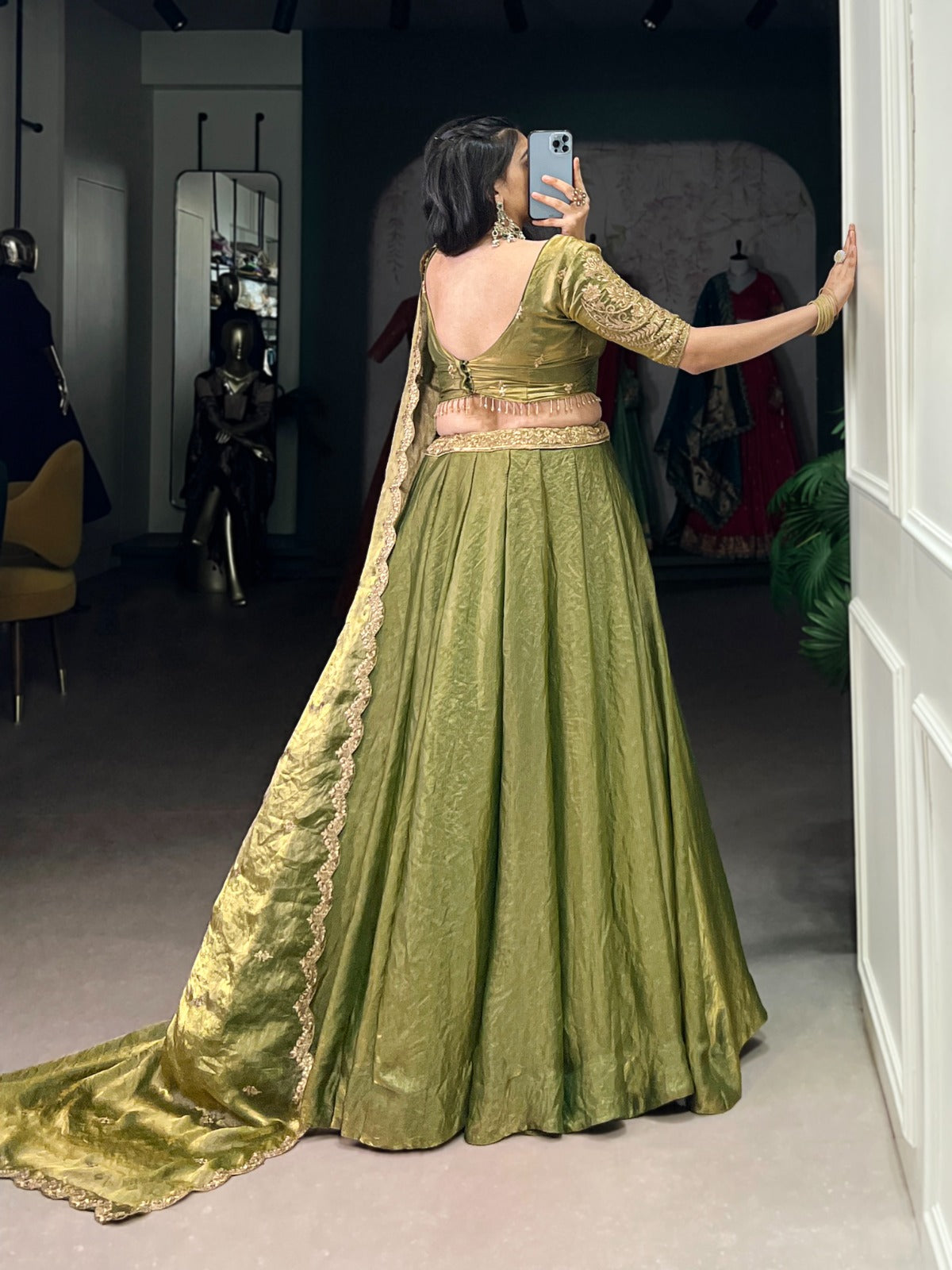 Green color designer chaniya choli