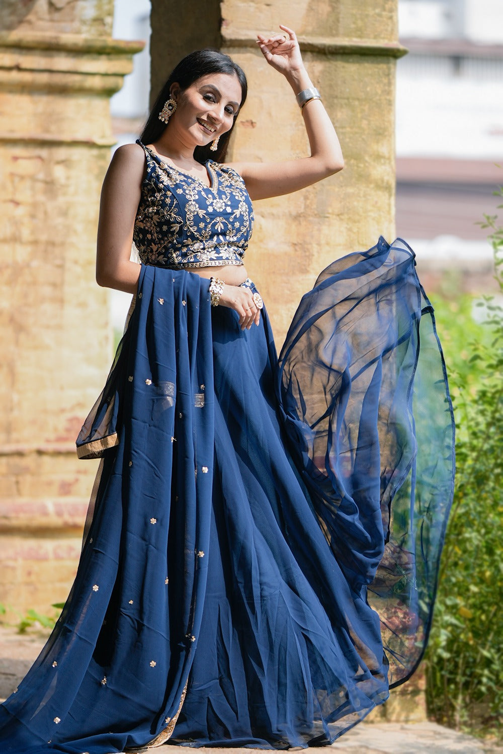 Party wear navy blue chaniya choli