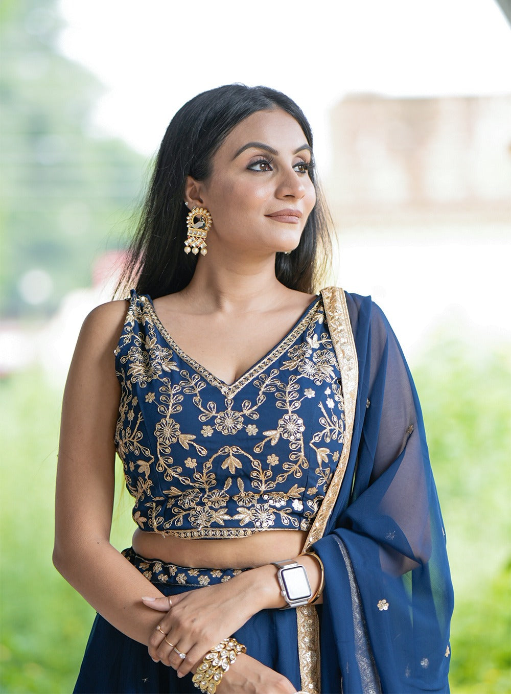 Navy blue georgette chaniya choli online