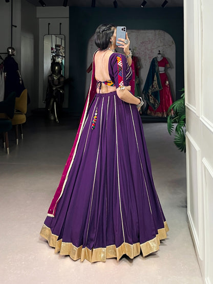 Garba wear purple color lehenga