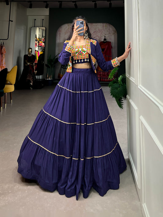 Blue color navratri wear lehenga