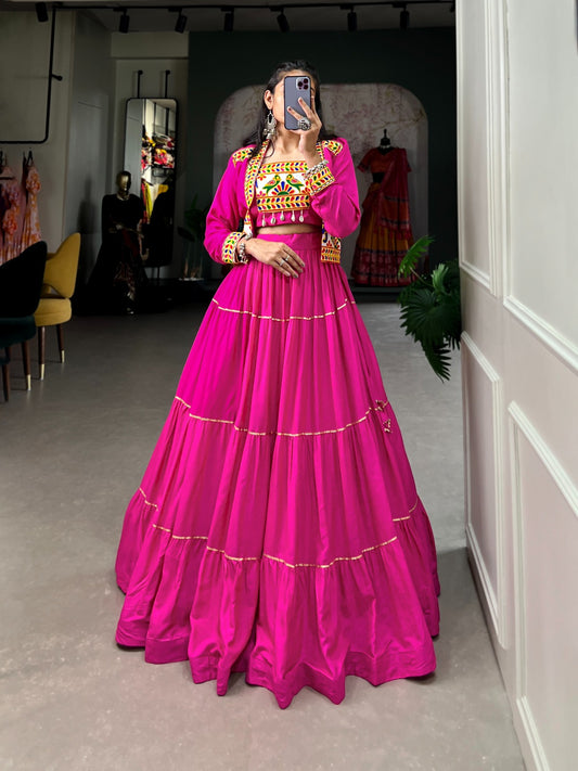 Pink color rayon lehenga
