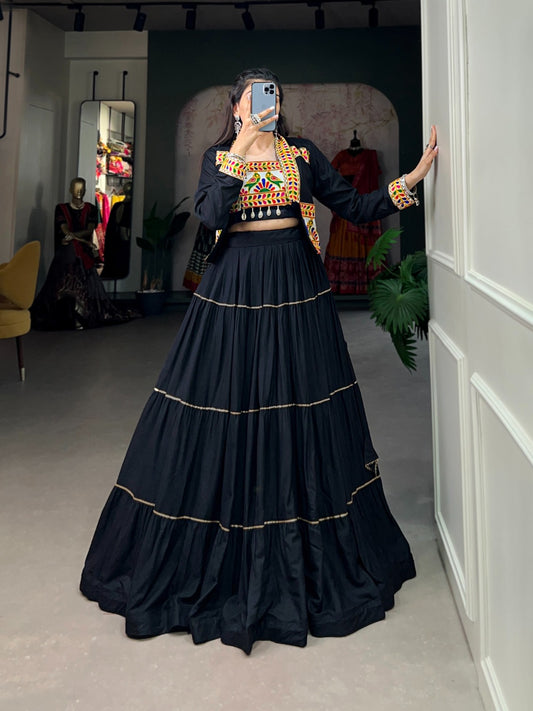 Black color rayon lehenga