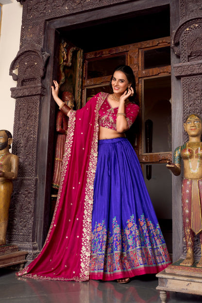 Blue color tussar silk ghagra choli price