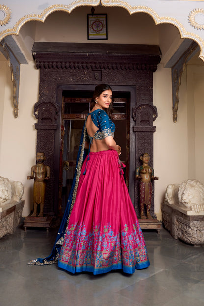 Pink color printed chaniya choli USA