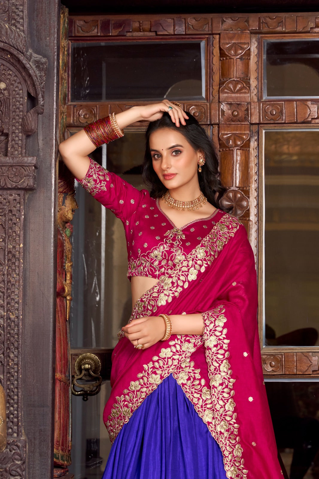 Blue color printed ghagra choli USA