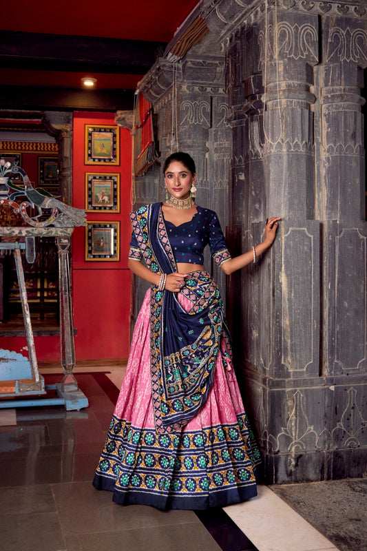 Light pink color tussar silk lehenga choli 