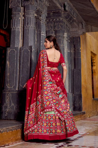 Wedding wear green tussar silk lehenga