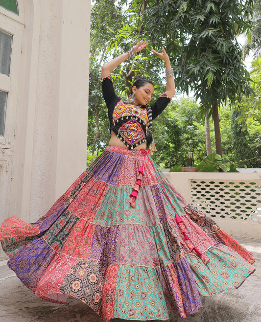 Gamthi work lehenga with top