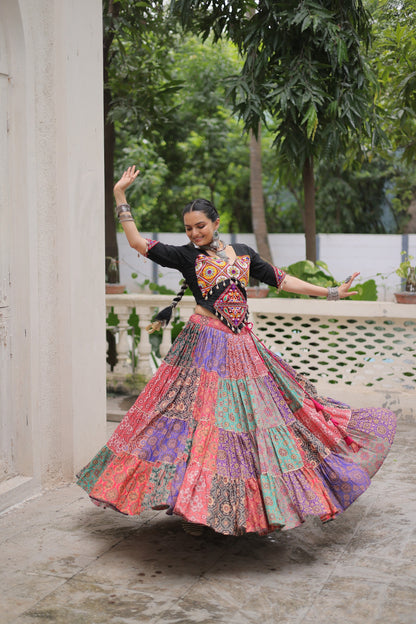 Multi color cotton lehenga choli with online