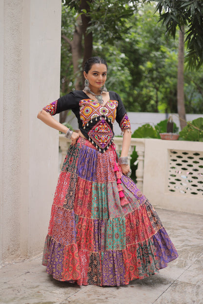 Multi color cotton lehenga 