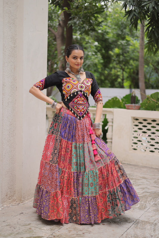 Multi color cotton lehenga 