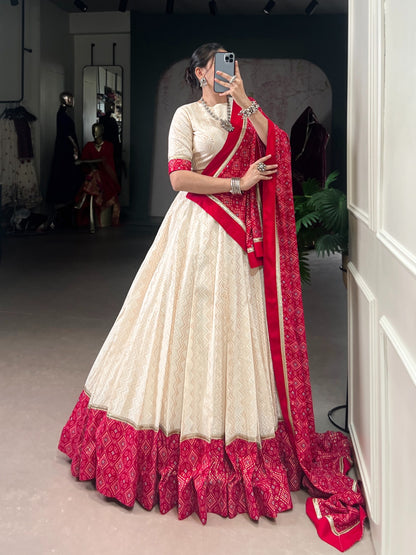 Off white printed chaniya choli with dupatta with online