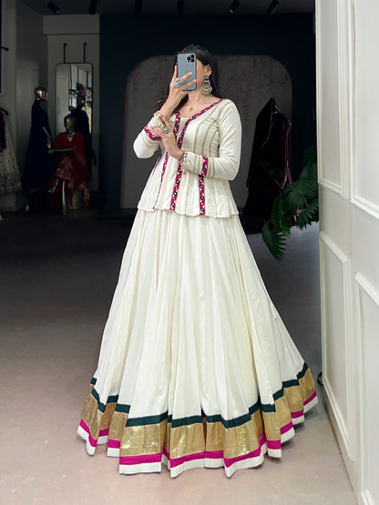 Readymade white rayon ghagra choli with price 