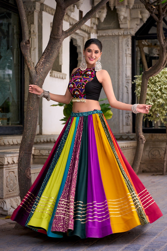Multi color rayon lehenga choli for women