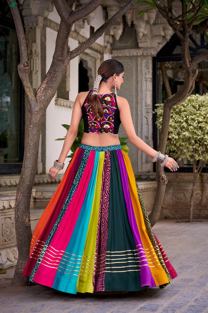 Multi color rayon printed ghagra choli in USA