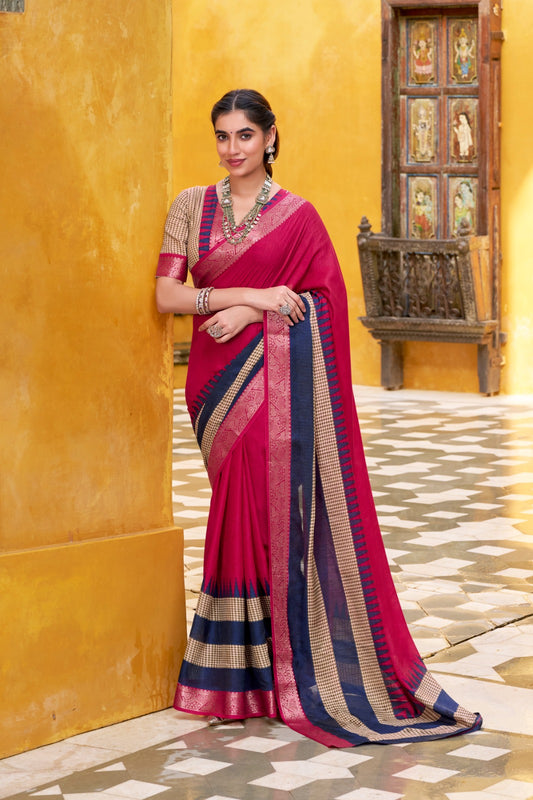 Pink color designer saree with blouse in USA
