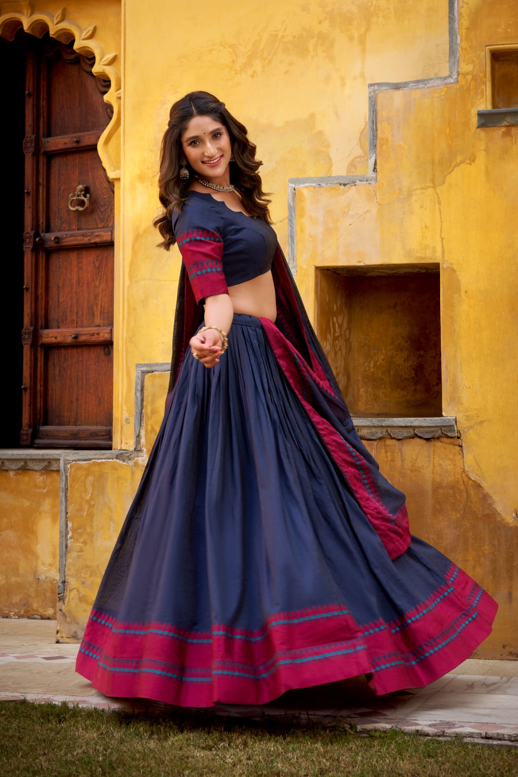 navy blue designer chaniya choli