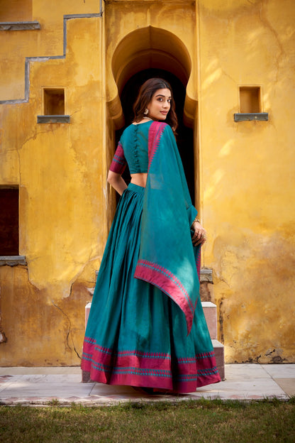 party wear teal chaniya choli