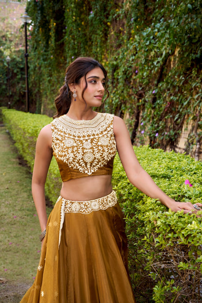 Bronze Color Sequins Work Chaniya Choli for Wedding