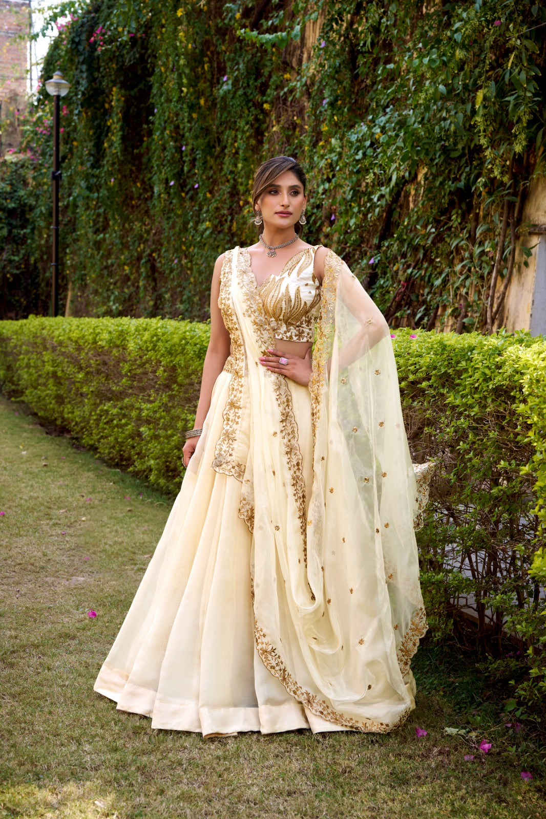 White Color Bridesmaids Lehenga Choli for Party