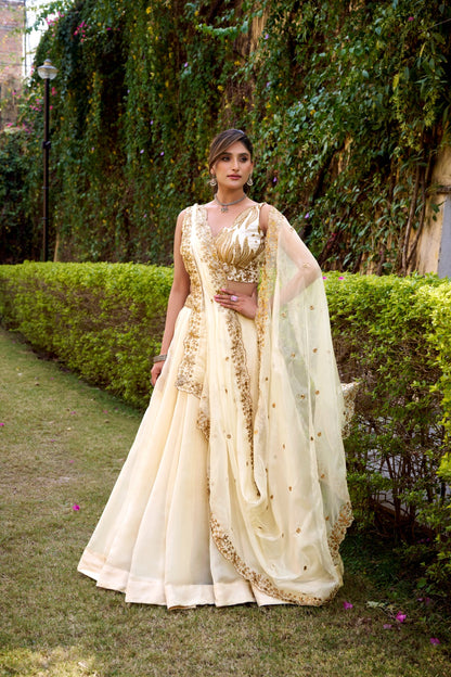 White Color Bridesmaids Lehenga Choli for Party