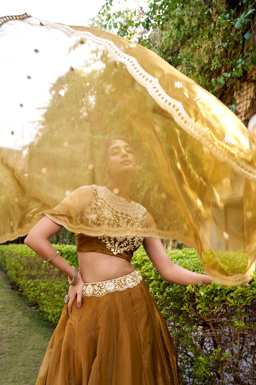 Bronze Color Sequins Work Chaniya Choli for Wedding
