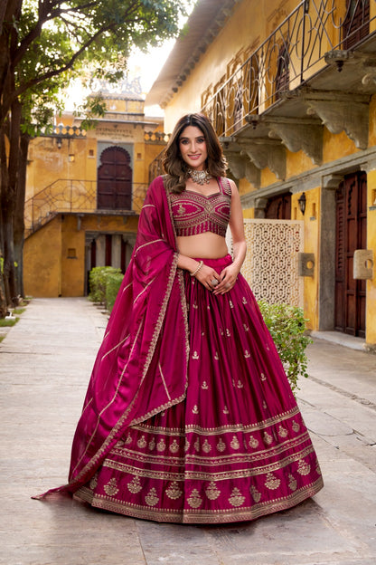 Magenta Rangoli Sequins Work Lehenga Choli for Party