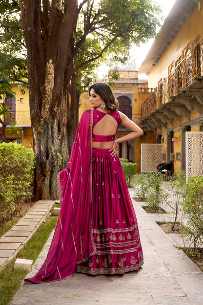 Magenta Rangoli Sequins Work Lehenga Choli for Party