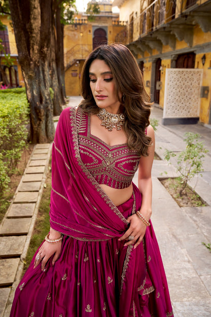 Magenta Rangoli Sequins Work Lehenga Choli for Party