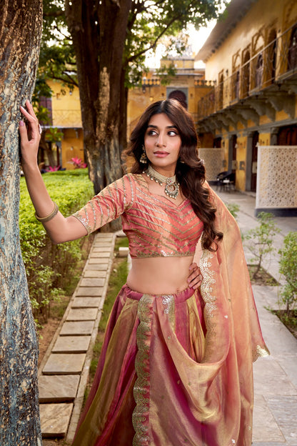 Pink Color Party Wear Designer Lehenga Choli Set