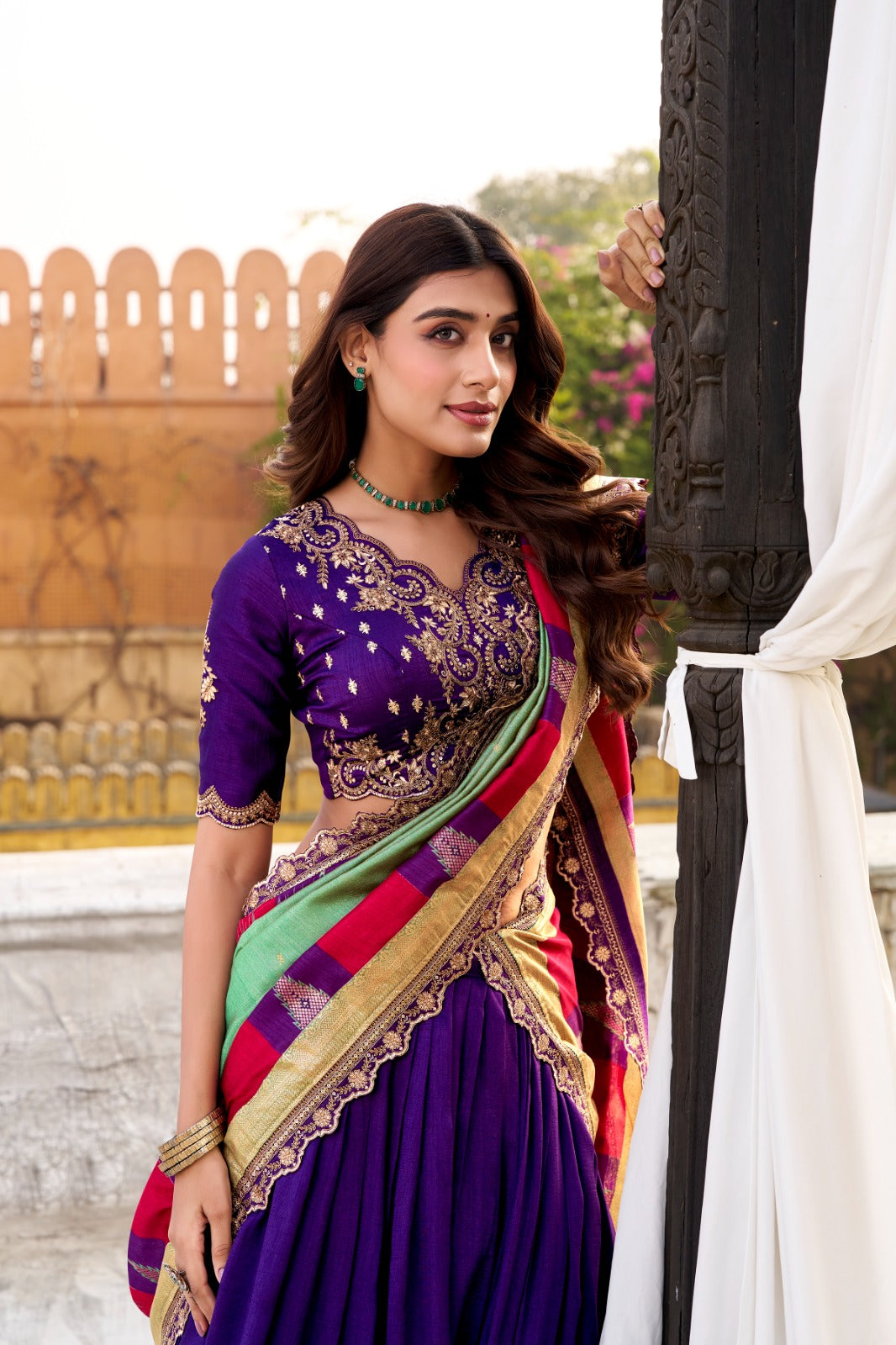 Purple Color Vichitra Silk Wedding Guest Lehenga Choli