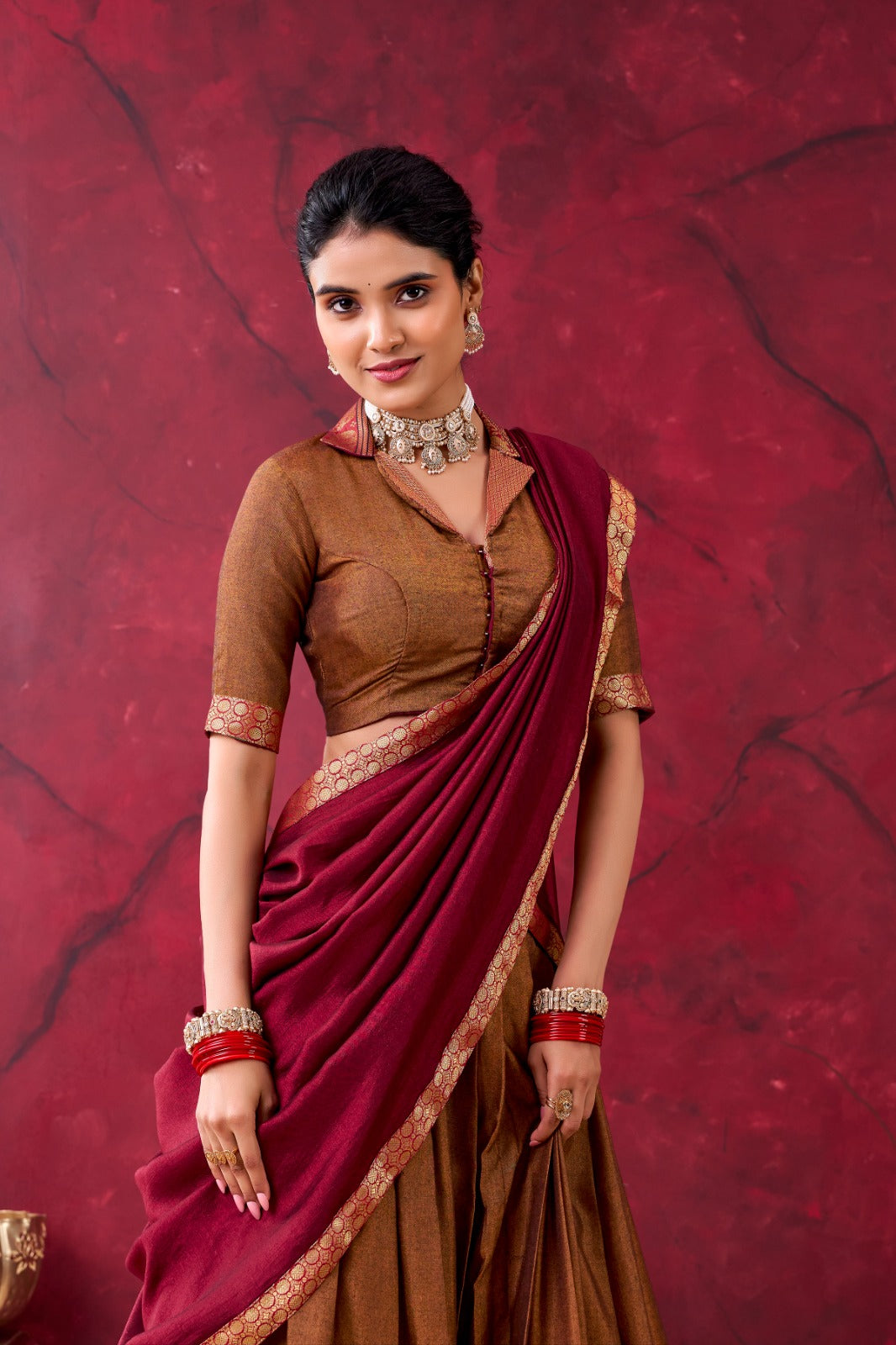 Mustard Narayan Peth Half Saree Lehenga Choli