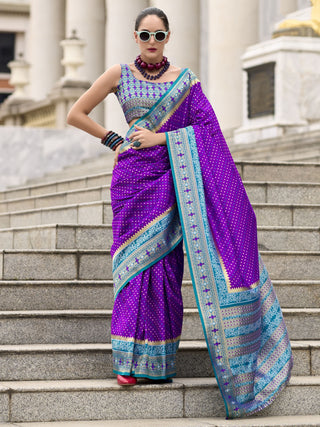 Purple banarasi saree for wedding
