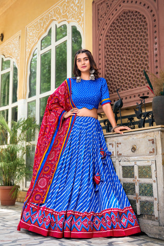 Blue Gujarati patola lehenga