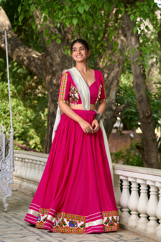 pink lehenga choli for navratri chaniya choli