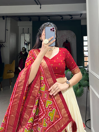 Maroon tussar silk lehenga choli with dupatta