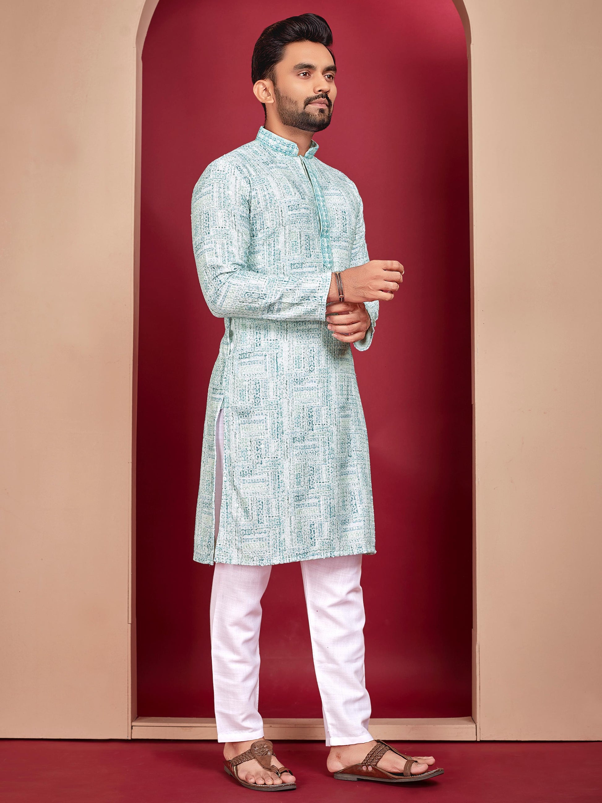 Men's rayon printed kurta set images
