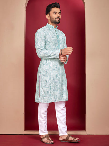 Men's rayon printed kurta set images