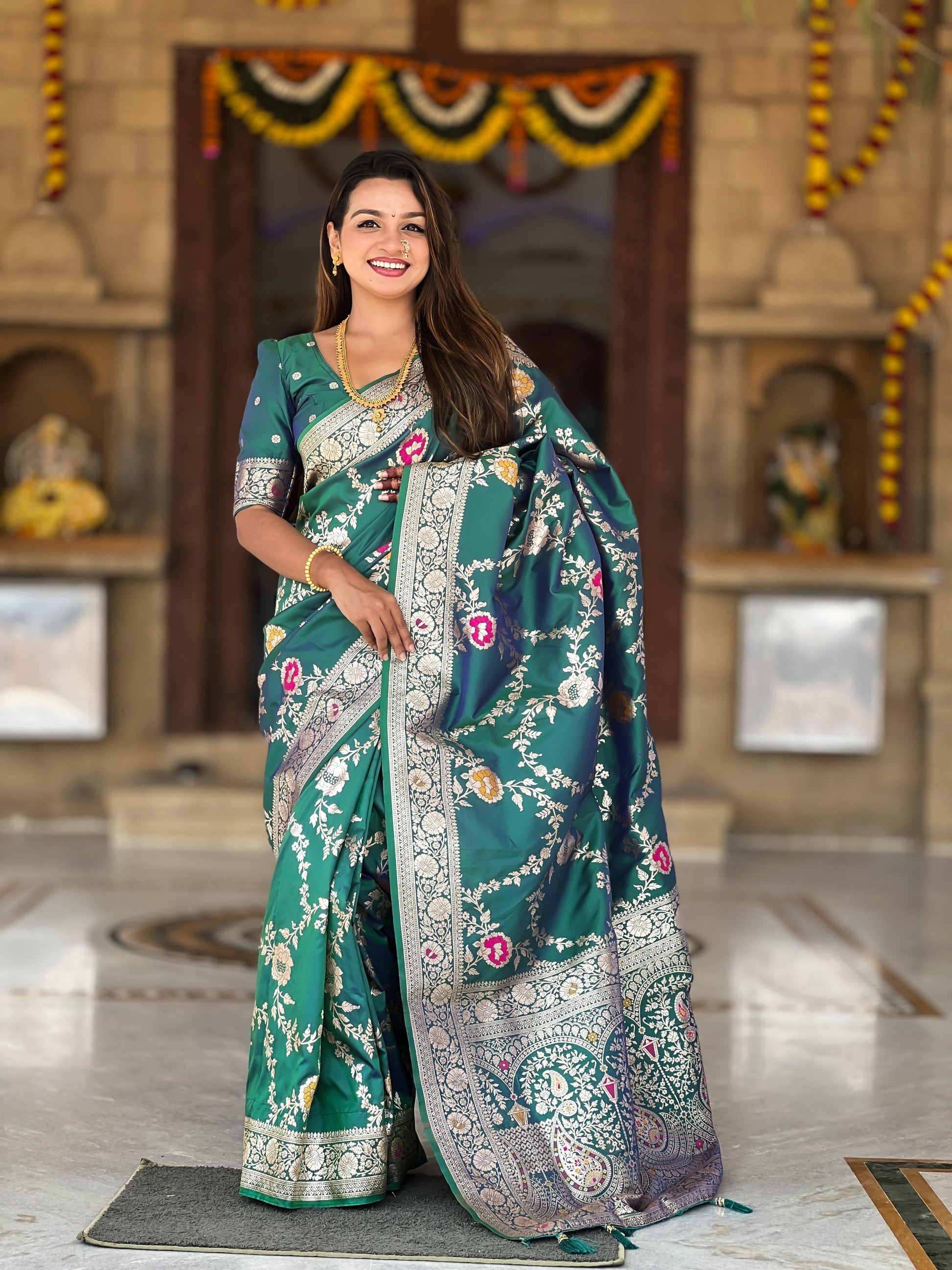 Green Banarasi Saree for Wedding
