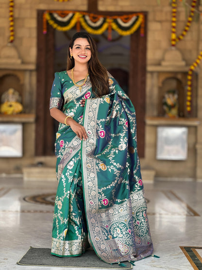 Green Banarasi Saree for Wedding

