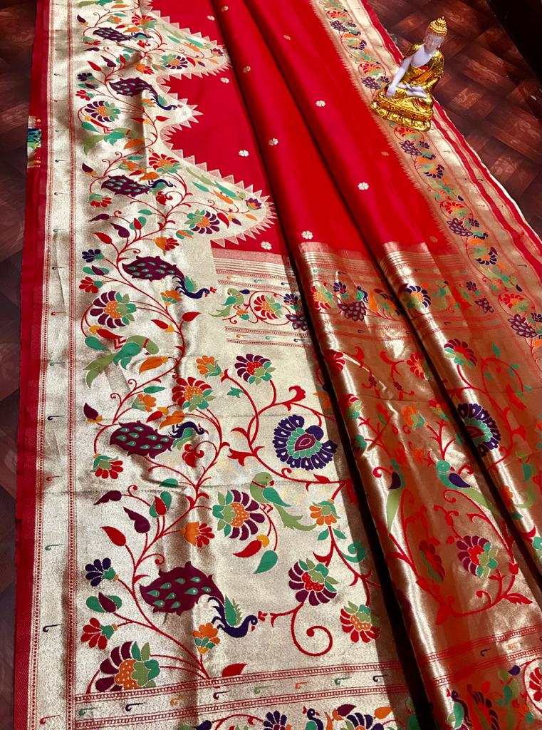 Abstract Green Color Paithani Silk Festive Wear Saree With Blouse