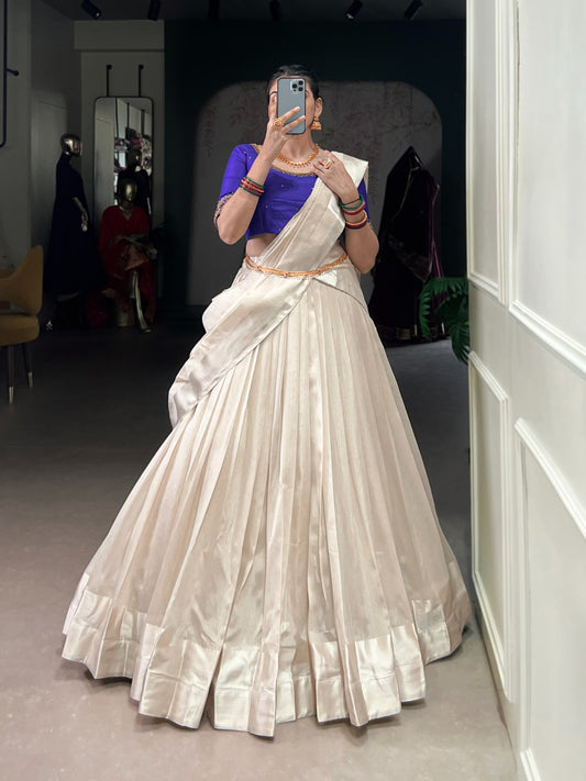 Blue color poly tasar ghagra choli for women online shopping 