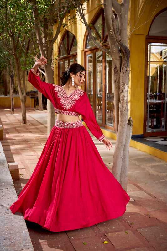 Pink Vichitra Ready to Wear Reception Wear Lehenga Choli