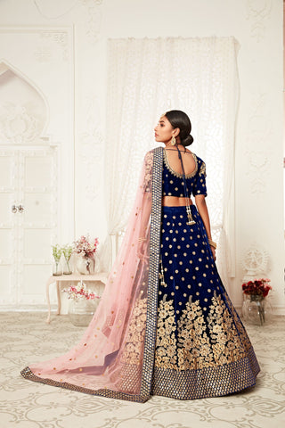 Beautiful Semi Stitched Velvet Lehenga Choli For Sangeet Wear