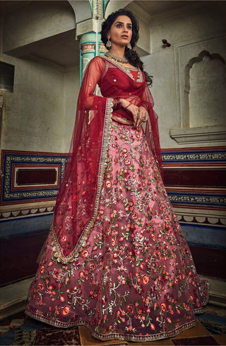 peach lehenga for wedding party