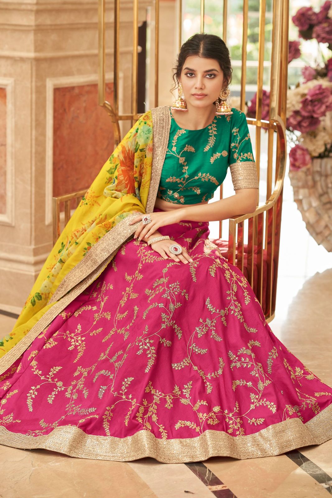 hot pink lehenga bridal
