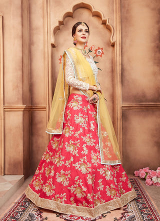 taffeta silk pink lehenga 