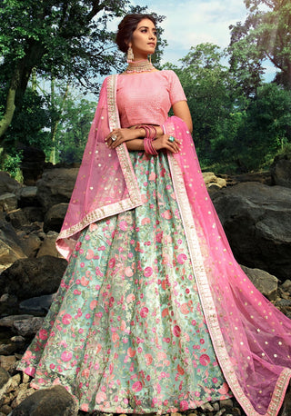 light pista colour lehenga